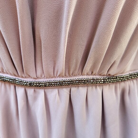 Chiffon Cocktail Dress with Beaded Neck and Waist Accents Size 10 - Picture 3 of 11